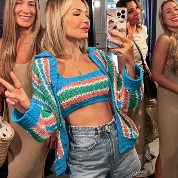 🩵 ZARA BLUE MULTI KNIT CROP TOP! - Picture 7 of 16